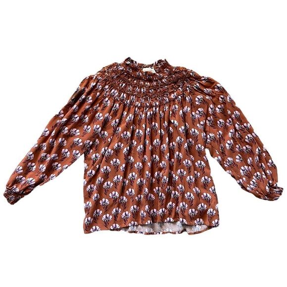 BOHME Flowy Floral Mock Neck Ruched Blouse Size XS - Picture 1 of 6